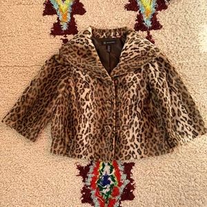 Inc. Co Cheetah Print faux fur Bolero Jacket M
